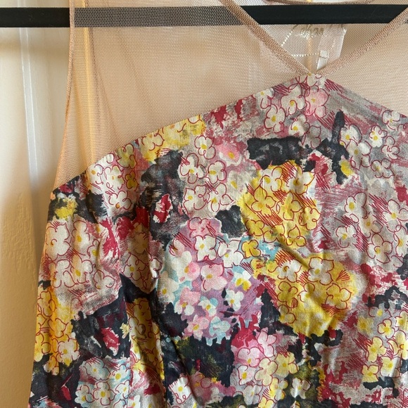 Anthropologie Zehavale Mesh Top Mini Dress Watercolor Floral Size US 6 - Picture 3 of 7